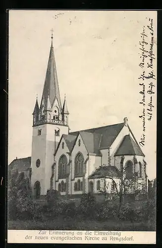 AK Rengsdorf, Blick auf die eingeweihte evangelische Kirche