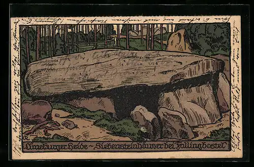 Steindruck-AK Fallingbostel, Siebensteinhäuser