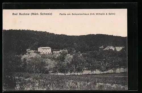 AK Bad Buckow / Märk. Schweiz, Gasthaus Schweizerhaus, Inh. Wilhelm & Sohn