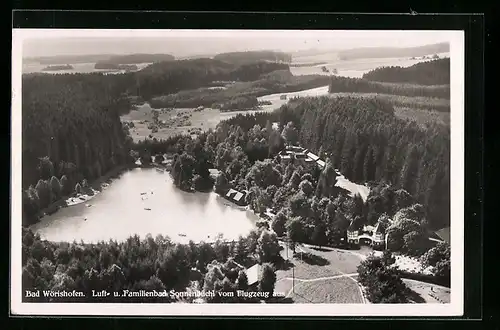 AK Bad Wörishofen, Luft- und Familienbad Sonnenbüchl aus dem Flugzeug gesehen