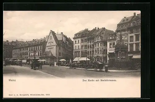 AK Mainz, Markt mit Marktbrunnen