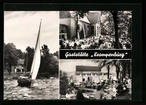 AK Berlin-Müggelheim, Gaststätte Krampenburg mit Terrasse