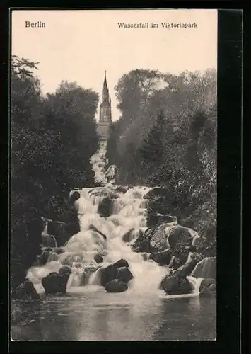 AK Berlin-Kreuzberg, Wasserfall im Viktoriapark