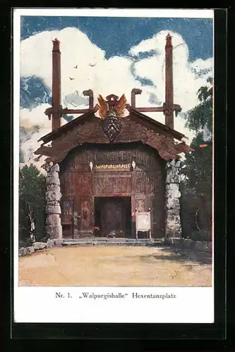 AK Thale /Harz, Hexentanzplatz, Blick auf die Walpurgishalle