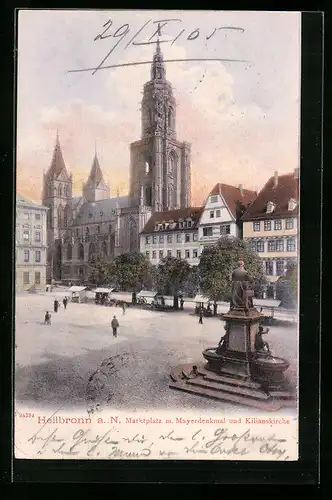 AK Heilbronn a. N., Marktplatz mit Mayerdenkmal und Kilianskirche