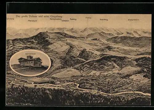 Künstler-AK Eugen Felle: Meiningen /Th., Umgebung des grossen Dolmars, Berghütte