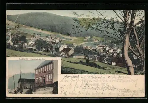 AK Manebach, Gasthof Wilhemshöhe, Gesamtansicht aus der Vogelschau