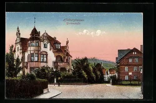 AK Hildburghausen, Gartenstrasse mit Villa