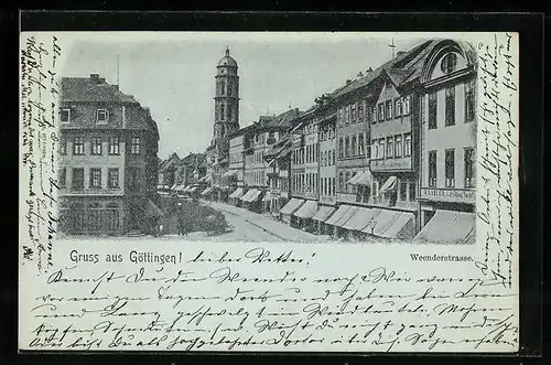 AK Göttingen, Weenderstrasse mit Turm aus der Vogelschau