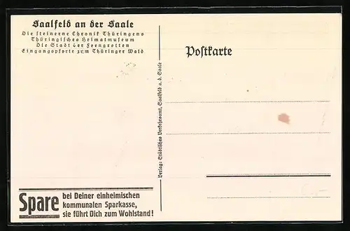 Künstler-AK Saalfeld a. Saale, Handelsverkehr über die alte Saalbrücke im Mittelalter