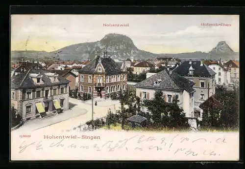 AK Singen-Hohentwiel, Teilansicht mit Hohenkrähen