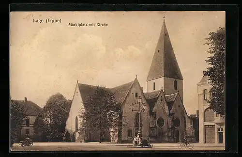 AK Lage / Lippe, Marktplatz mit Kirche