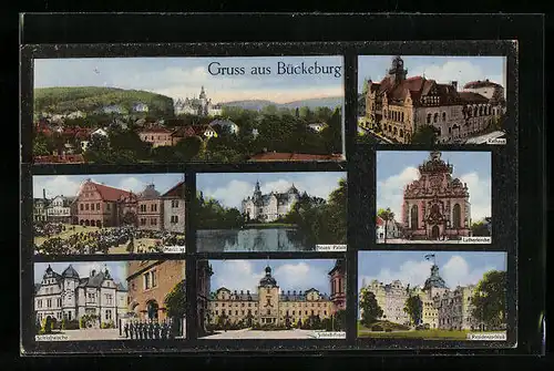 AK Bückeburg, Neues Palais, Schlosswache, Rathaus