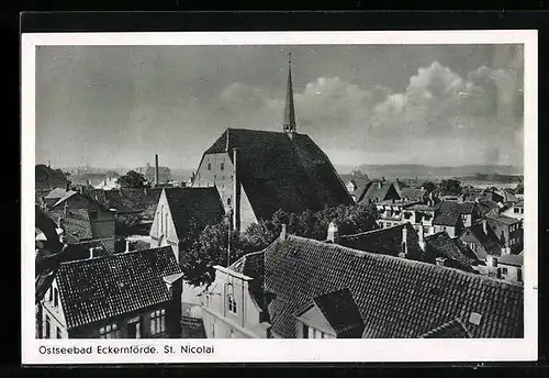 AK Eckernförde / Ostseebad, Teilansicht mit St. Nicolai