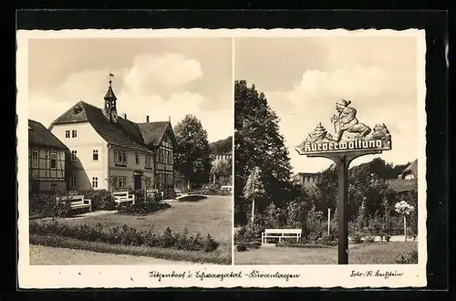 AK Sitzendorf / Schwarzatal, Kurhotel und Wegweiser in den Kuranlagen