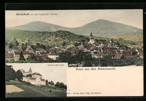 AK Gernsbach / Schwarzwald, Schloss Eberstein, Panorama