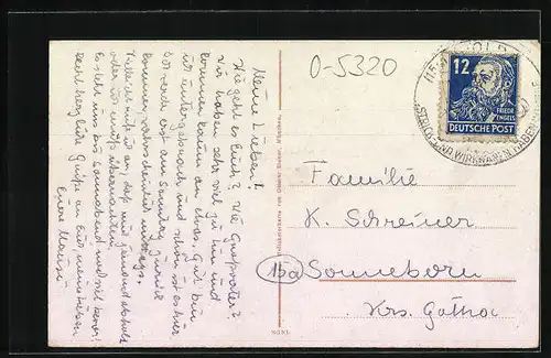 AK Apolda, Stadthaus mit Sparkasse und Geschäften