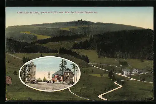 AK Auersberg, Gasthaus Auersberghaus, vom Tale der kleinen Bockau aus