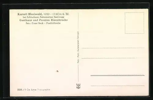 AK Blasiwald, Gasthaus-Pension Eisenbreche