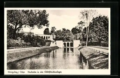 AK Königsberg i. Pr., Kaskaden in den Schlossteichanlagen