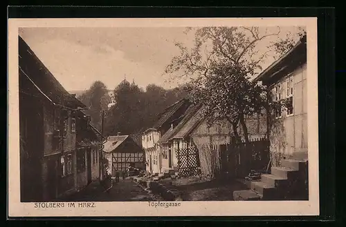 AK Stolberg /Harz, Partie in derTöpfergasse