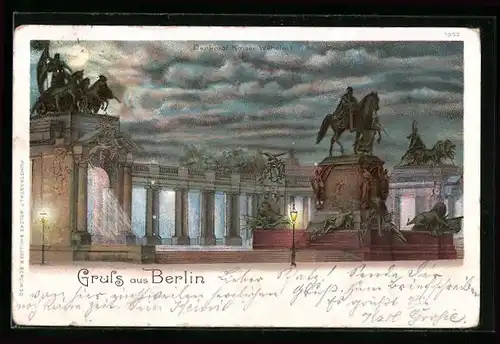 Lithographie Berlin, Denkmal Kaiser Wilhelm I.