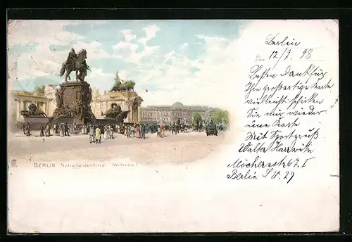 Lithographie Berlin, Nationaldenkmal Wilhelm I.