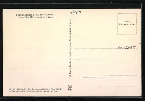 AK Schwenningen a. N., Gesamtansicht, Flugzeugaufnahme