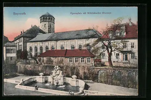 AK Bayreuth, Opernplatz mit Wittelsbacher Brunnen