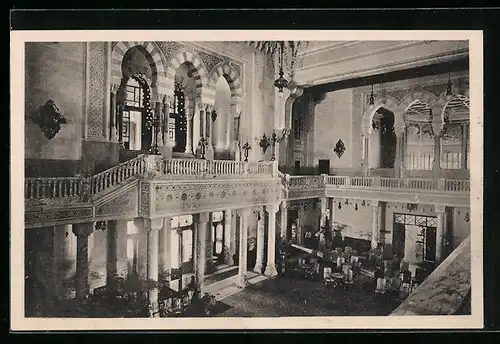 AK Heliopolis, Palace Hotel, Foyer mit Galerie und Eingang