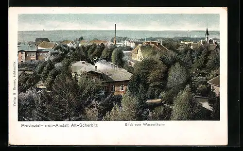 AK Alt-Scherbitz, Provinzial-Irren-Anstalt, Blick vom Wasserturm