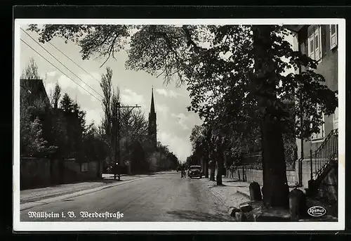 AK Müllheim i. B., Werderstrasse mit Kirche