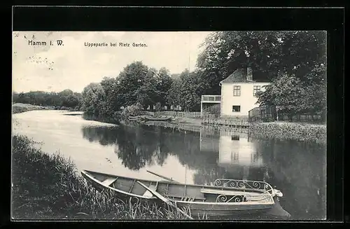 AK Hamm i. W., Lippepartie bei Rietz Garten