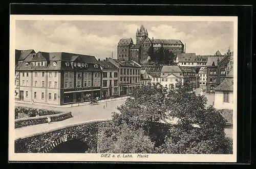 AK Diez a. d. Lahn, Markt mit Geschäften