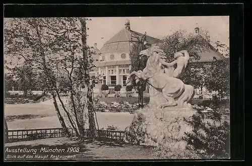 AK München, Ausstellung 1908-Blick auf das Hauptrestaurant