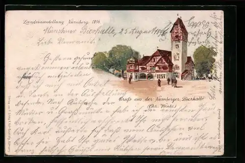 Lithographie Nürnberg, Landes-Ausstellung 1906, Nürnberger Bierhalle