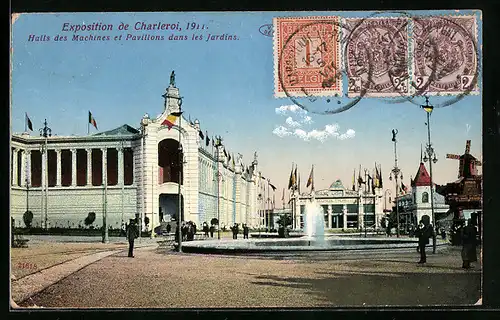 AK Charleroi, Exposition de Charleroi 1911, Halls des Machines et Pavillons dans les Jardins, Ausstellung