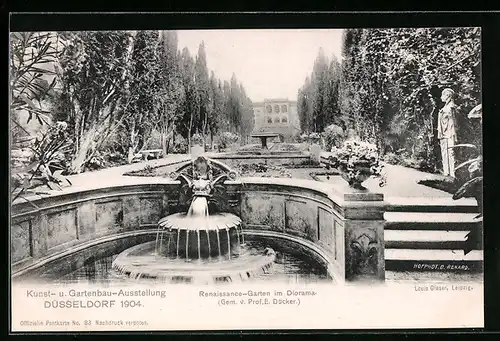 AK Düsseldorf, Kunst-u. Gartenbau-Ausstellung 1904, Renaissance-Garten im Diorama