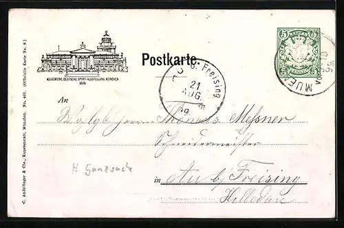 Künstler-AK München, Allgemeine Deutsche Sport-Ausstellung 1899, Der Ausstellungs-Palast