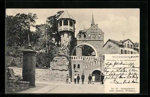 AK Wiesbaden, Römerthor in der Heidenmauer