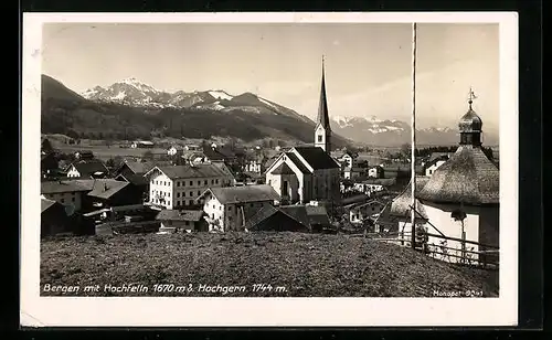 AK Bergen, Ortsansicht mit Hochfelln und Hochgern