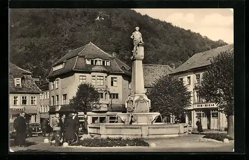 AK Suhl /Thür. Wald, Markt mit Blick zum Domberg