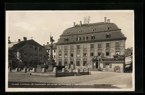 AK Lindau i. B., Cavazzen mit alter Hauptwache und Neptunbrunnen