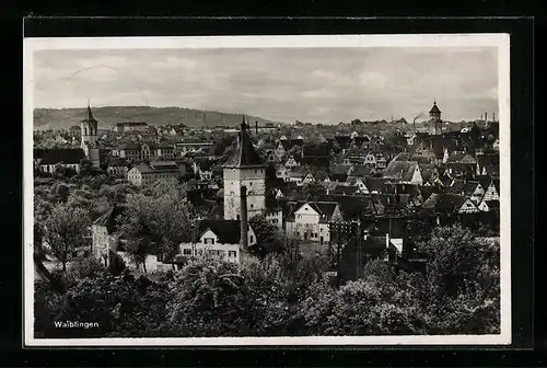 AK Waiblingen, Stadtansicht aus der Vogelschau