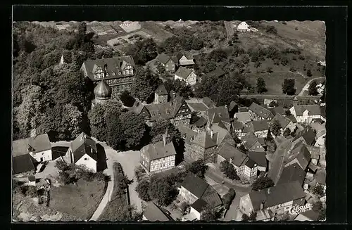 AK Friedewald /Westerwald, Ortsansicht mit Schloss vom Flugzeug aus