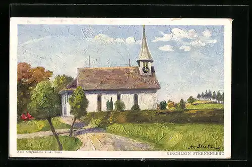Künstler-AK Sternenberg, Blick zum Kirchlein