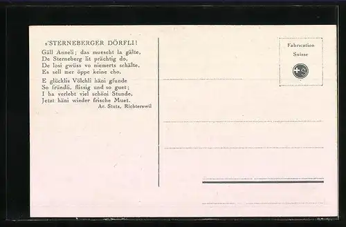 Künstler-AK Sternenberg, Ortsansicht mit Hörnli