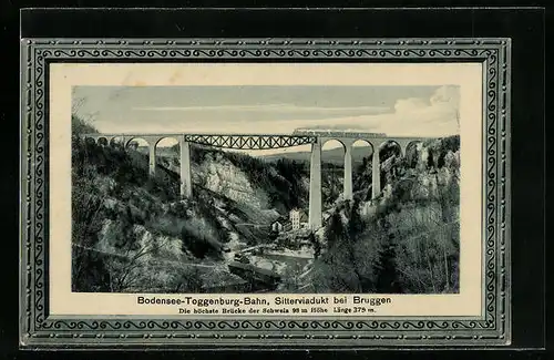 AK Bruggen, Sitterviadukt der Bodensee-Toggenburg-Bahn
