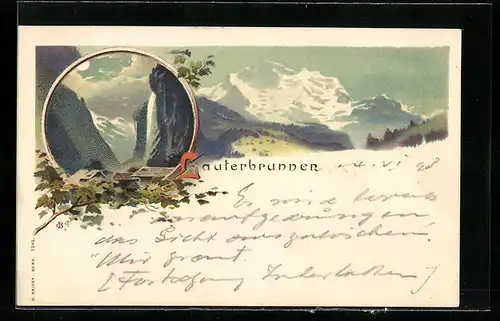 Lithographie Lauterbrunnen, Gebirgsbilder