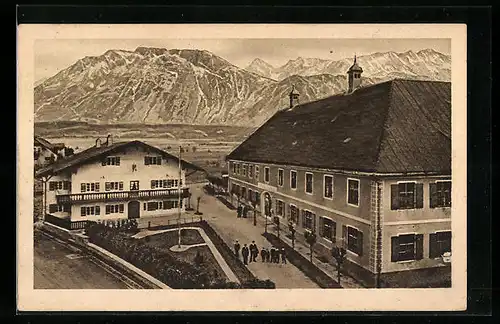 AK Fischbach am Inn, Gasthof Zur Post mit Kaisergebirge